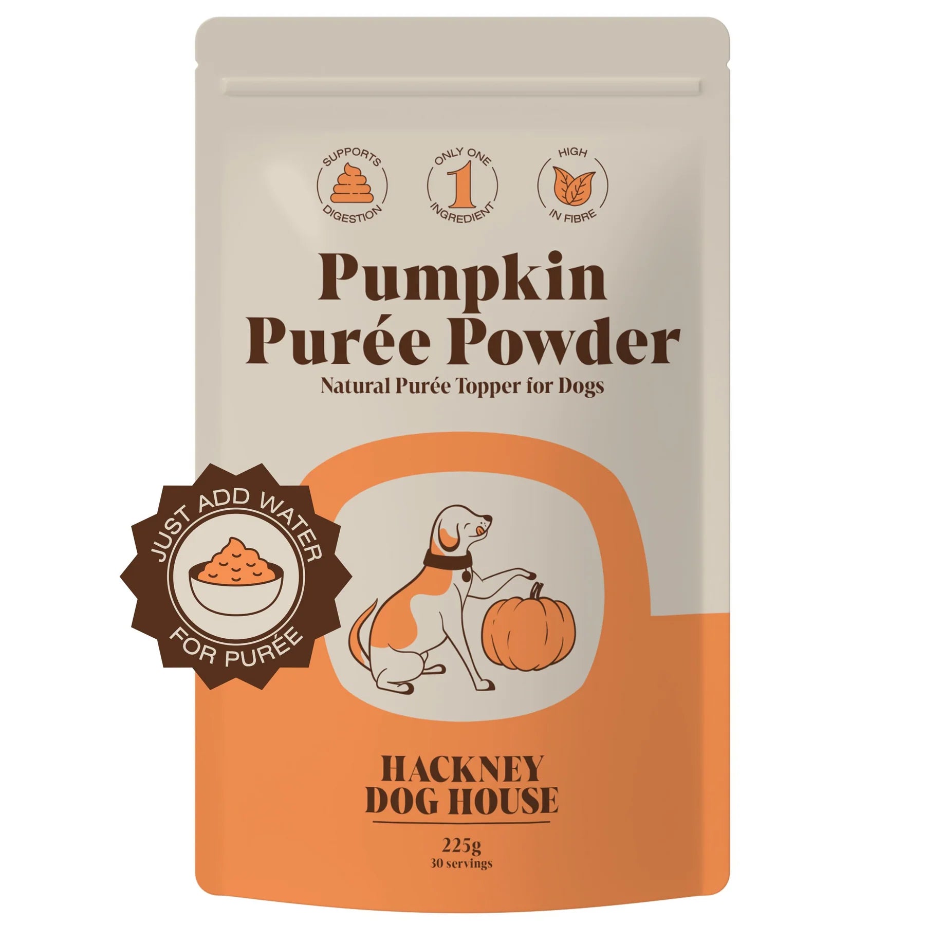 "Pumpkin puree powder for dogs - natural digestive support supplement"